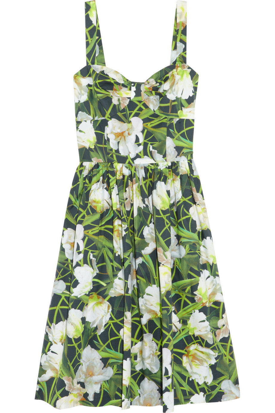 Oscar De La Renta Floralprint Stretchcotton Dress in Green (evergreen ...