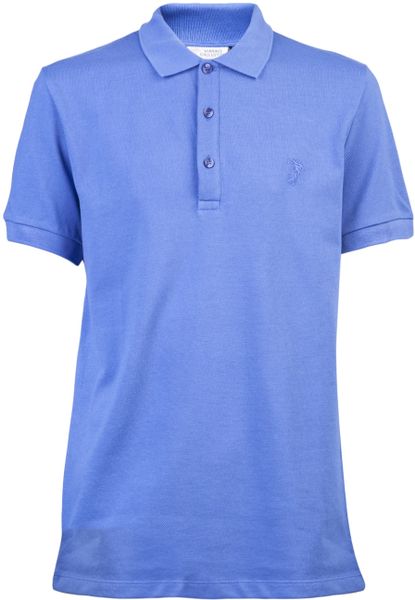 Versace Pique Polo Shirt in Blue for Men | Lyst