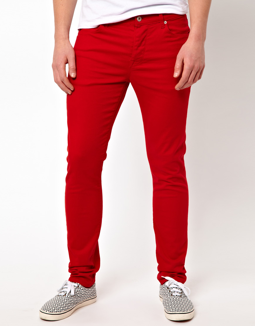Lyst - ASOS Asos Skinny Jeans in Red for Men
