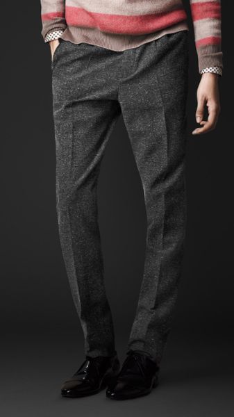 Burberry Prorsum Slim Fit Tweed Pleat Front Trousers in Gray for Men ...
