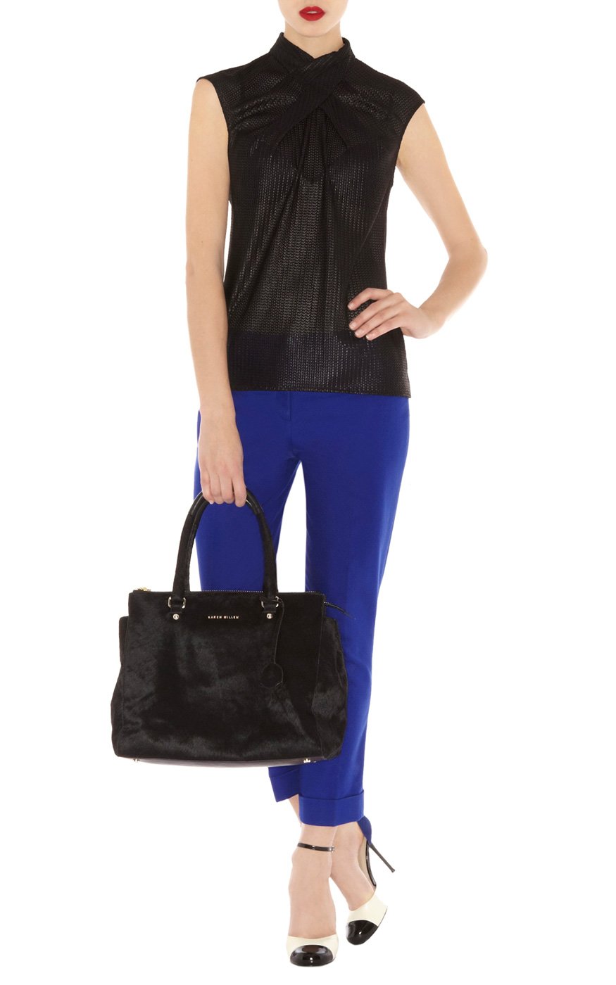 Lyst - Karen millen Sparkly Fabric Mix Top in Black