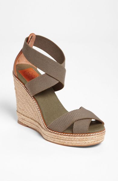 Tory Burch Adonis Wedge Espadrille in Green (olive almond) | Lyst