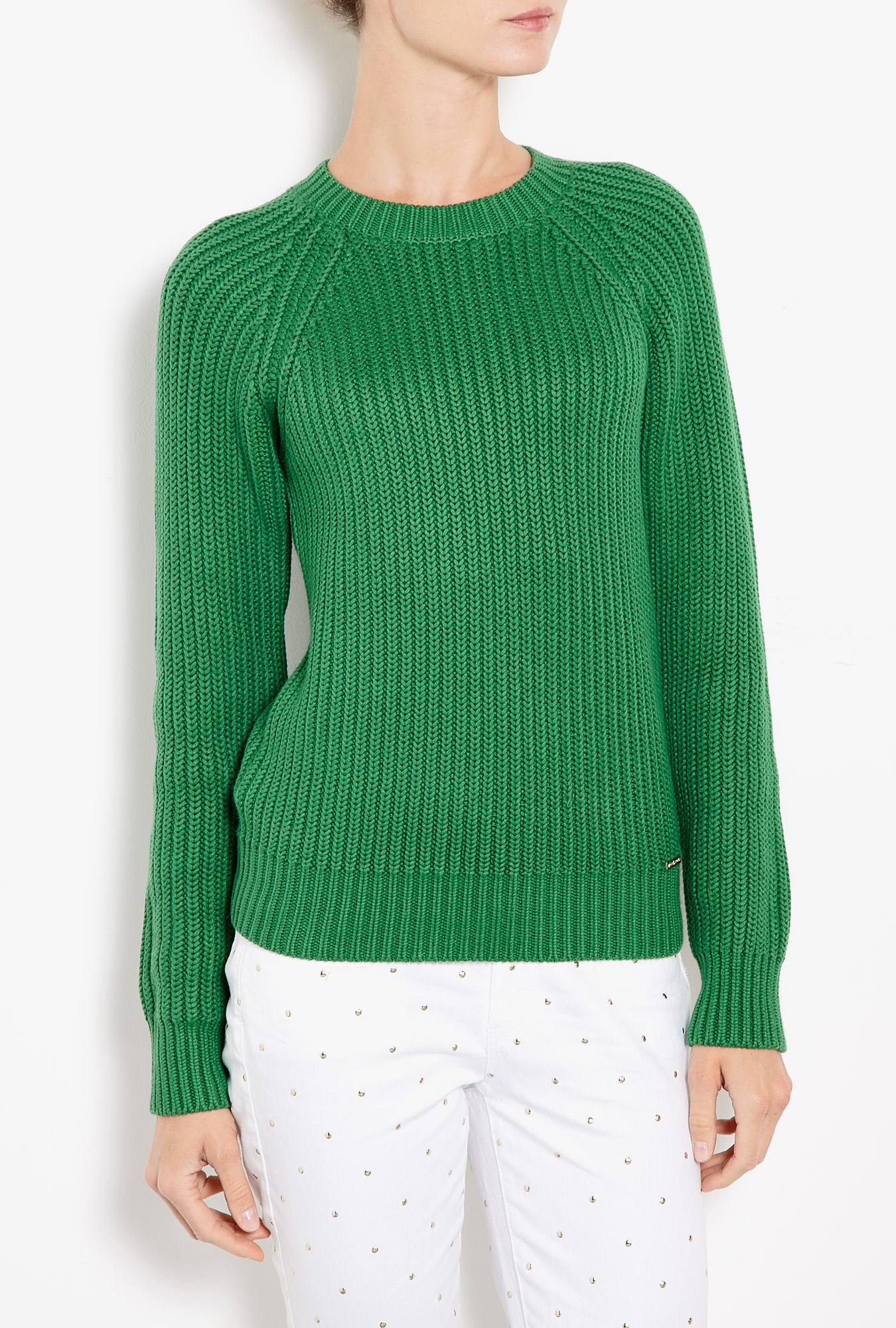 Michael Michael Kors Shaker Stitch Crew Neck Jumper in Green (emerald ...