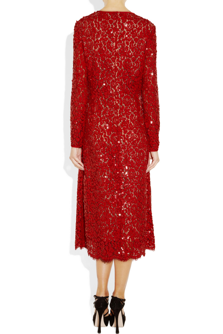Lyst - Michael kors Sequined Lace Dress in Red