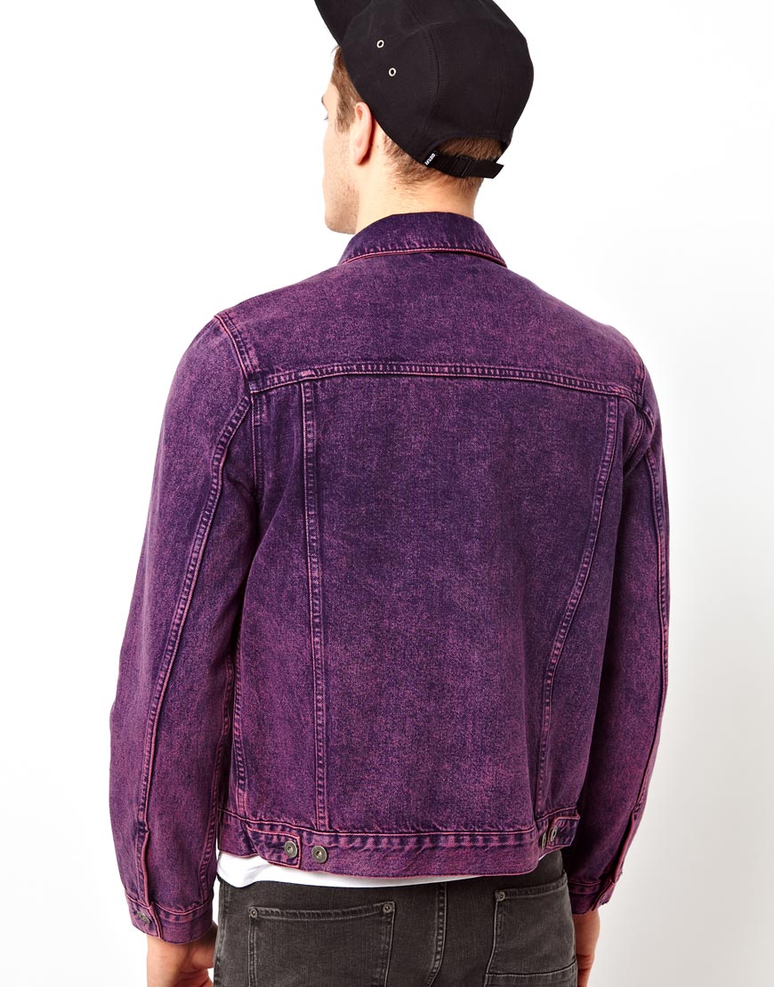 Lyst - ASOS Asos Denim Jacket with Acid Wash in Purple for Men
