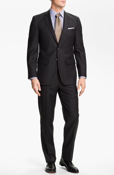 Joseph Abboud Charcoal Plaid Wool Suit in Gray for Men (dark grey plaid ...