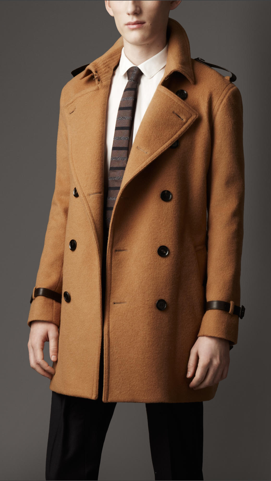 Lyst - Burberry Midlength Wool Cashmere Trench Coat in Brown for Men