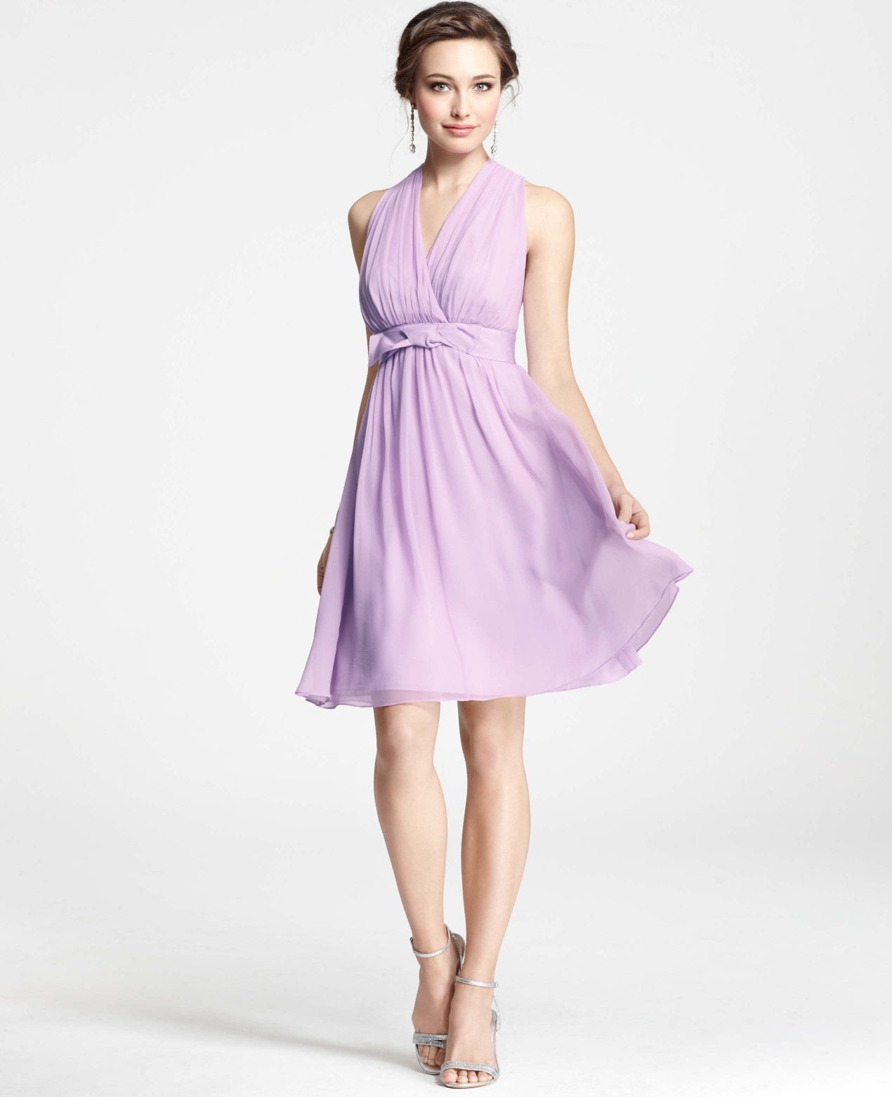 Lyst - Ann Taylor Silk Georgette Grosgrain Bow Halter Dress in Pink