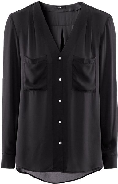 H&m Blouse in Black (gray) | Lyst