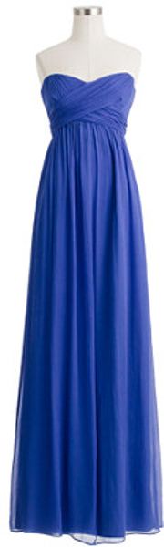 J.crew Taryn Long Dress in Silk Chiffon in Blue (casablanca blue) | Lyst