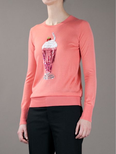 Markus Lupfer Milkshake Sequin Jumper in Pink (coral) | Lyst