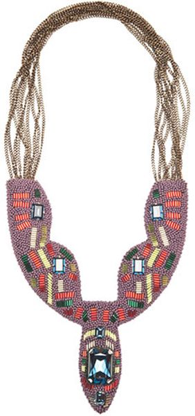 Nicole Miller Multi Bead Bib Necklace in Multicolor (amethyst) - Lyst