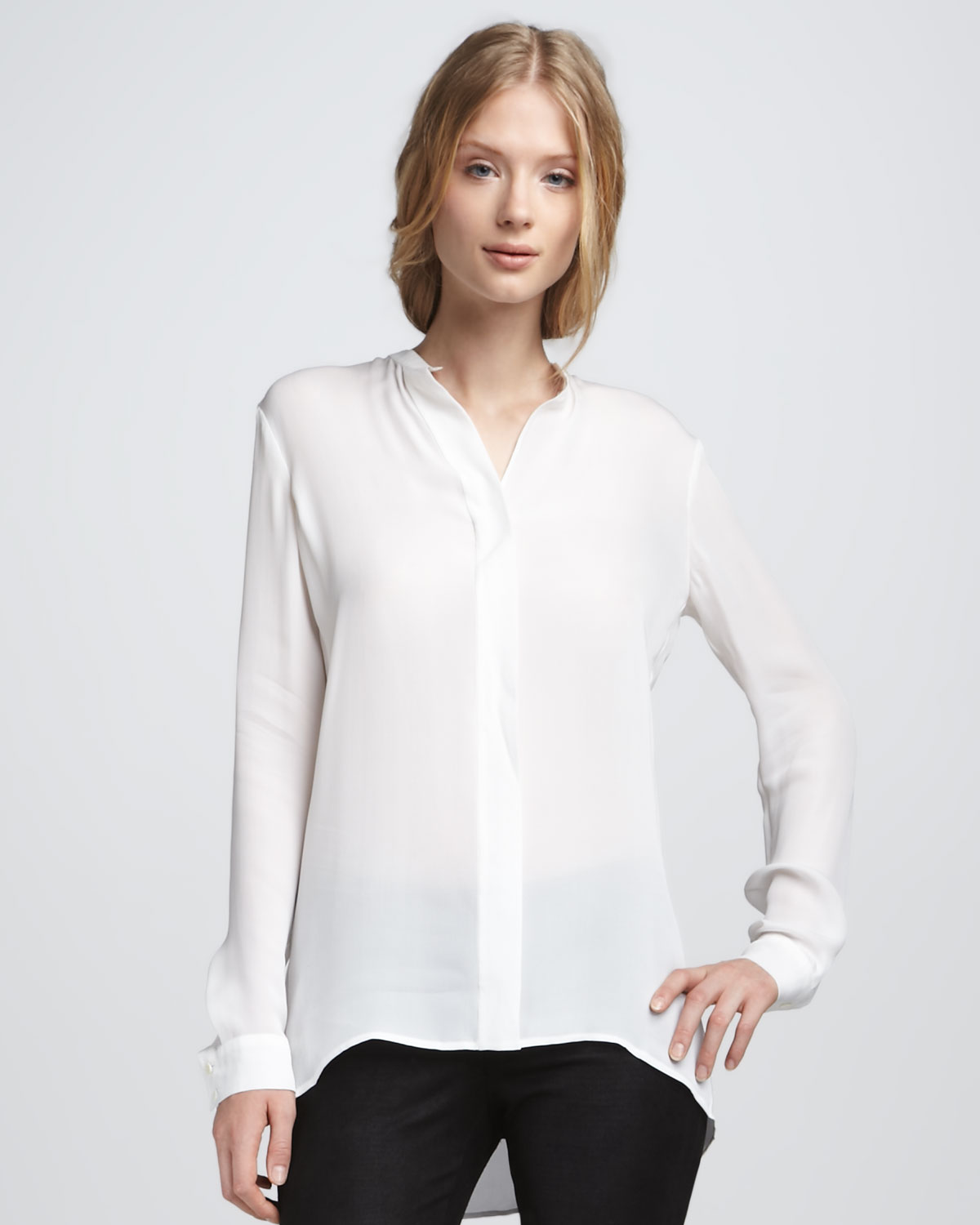 Vince Silk Blouse in White | Lyst
