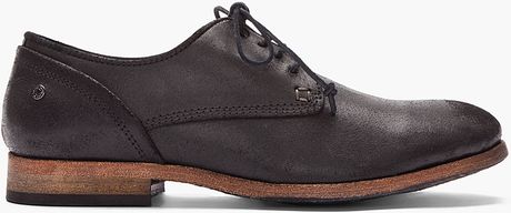 Diesel Black Distressed Leather Wolf Derby Shoes in Black for Men | Lyst