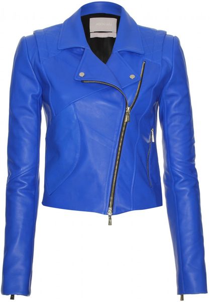 Jason Wu Leather Biker Jacket in Blue (cobalt) | Lyst