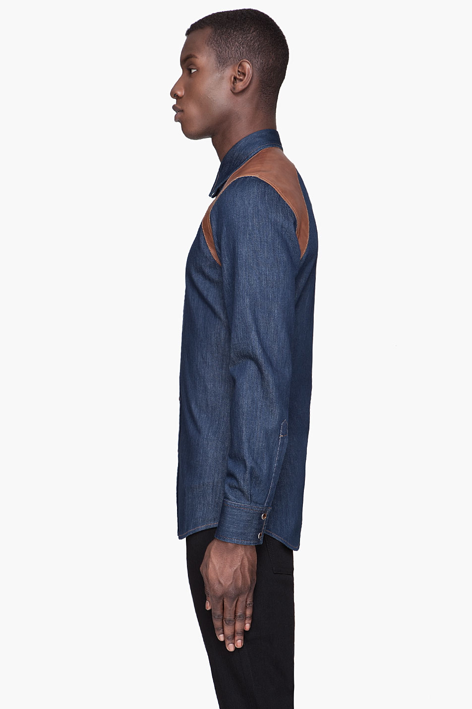 Alexander mcqueen Blue Denim Harness Shirt in Blue for Men Lyst