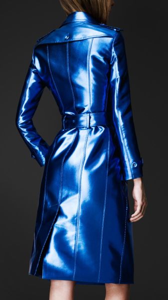 Burberry Prorsum Metallic Trench Coat in Blue (electric blue) | Lyst