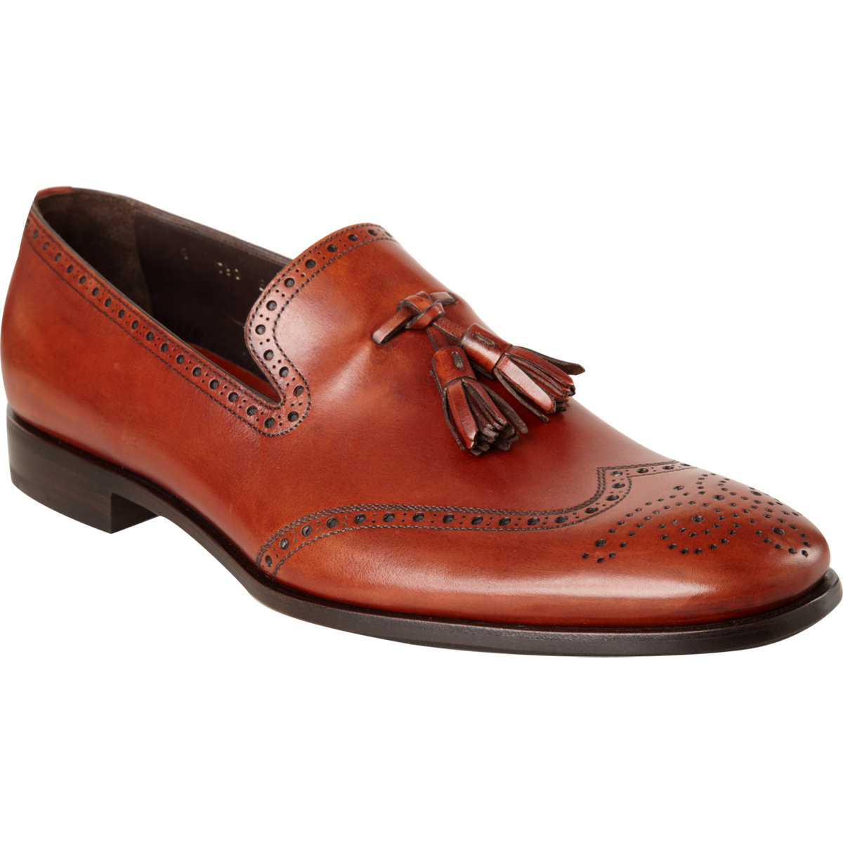 Prada Perforated Wingtip Tassel Loafer in Brown for Men (tan) | Lyst