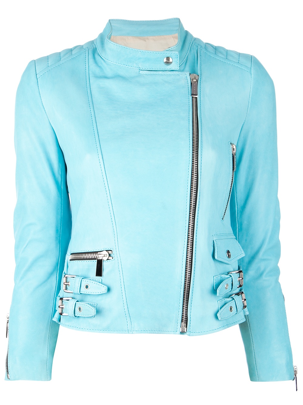 Barbara Bui Biker Jacket in Blue | Lyst