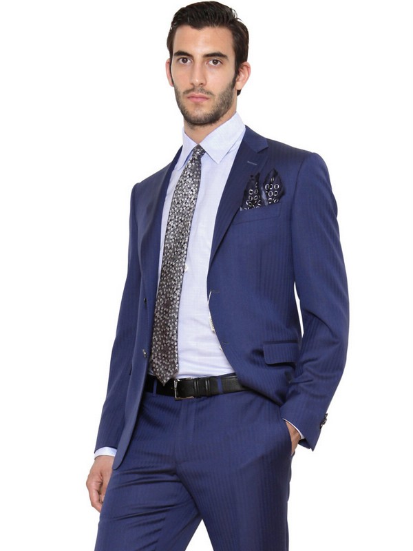 Lyst - Canali Single Breasted Wool Slim Fit Suit in Blue for Men