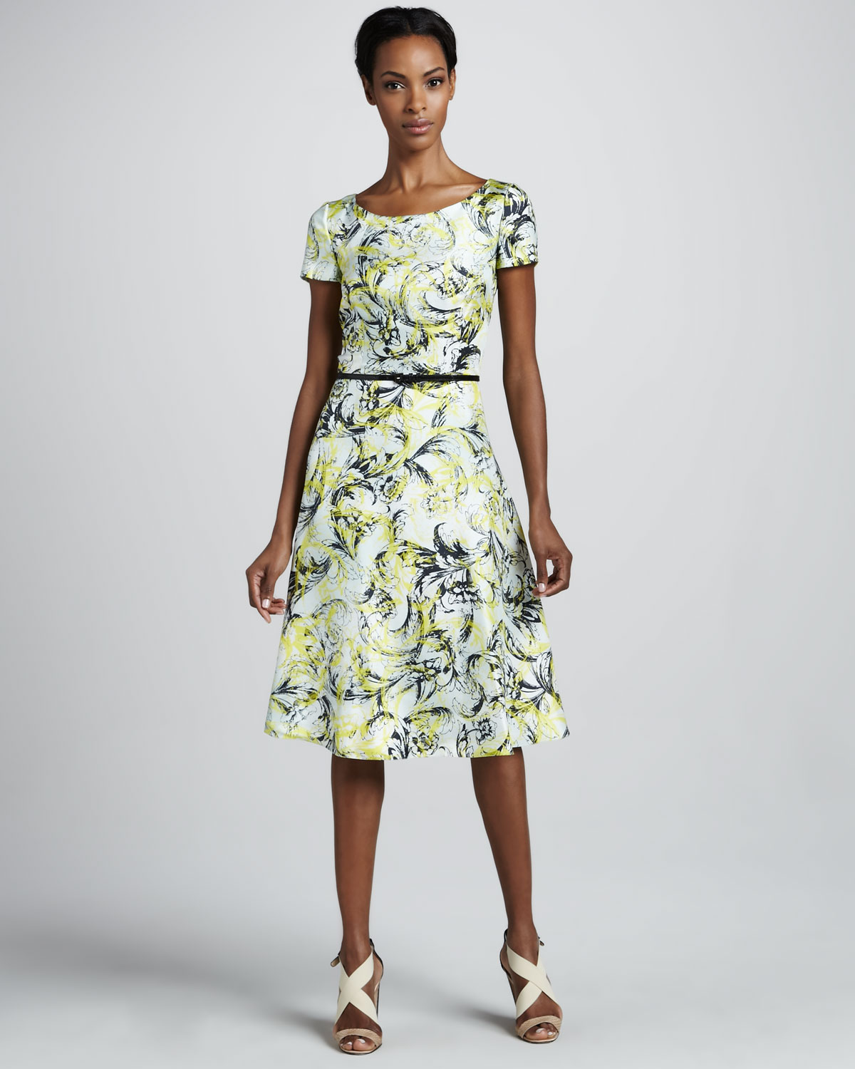 Lyst - Carolina Herrera Baroque Print Twill Dress in Green
