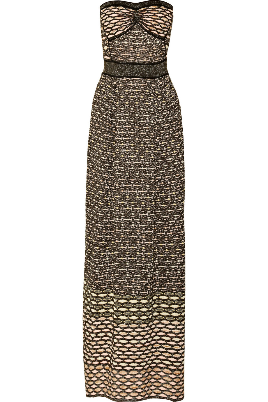 M Missoni Metallic Textured knit Maxi Dress in Brown (black) | Lyst