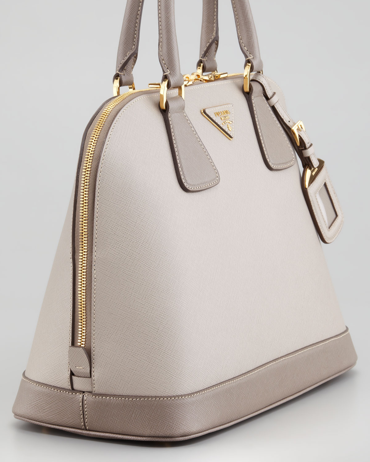 Lyst Prada Saffiano Bicolor Dome Bag In Natural Gallery