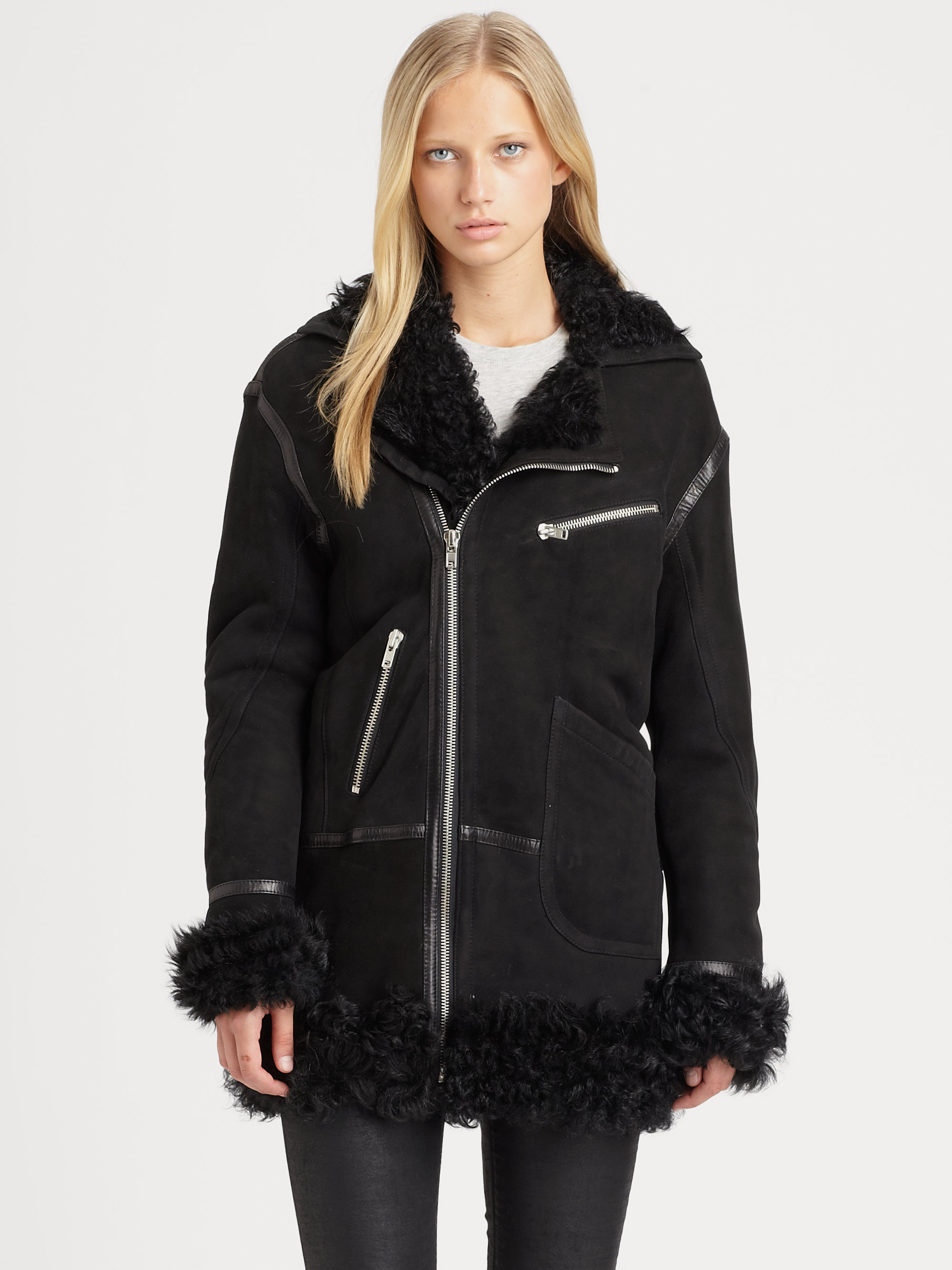 Blk Dnm Leather Shearling Jacket In Black Lyst Gallery