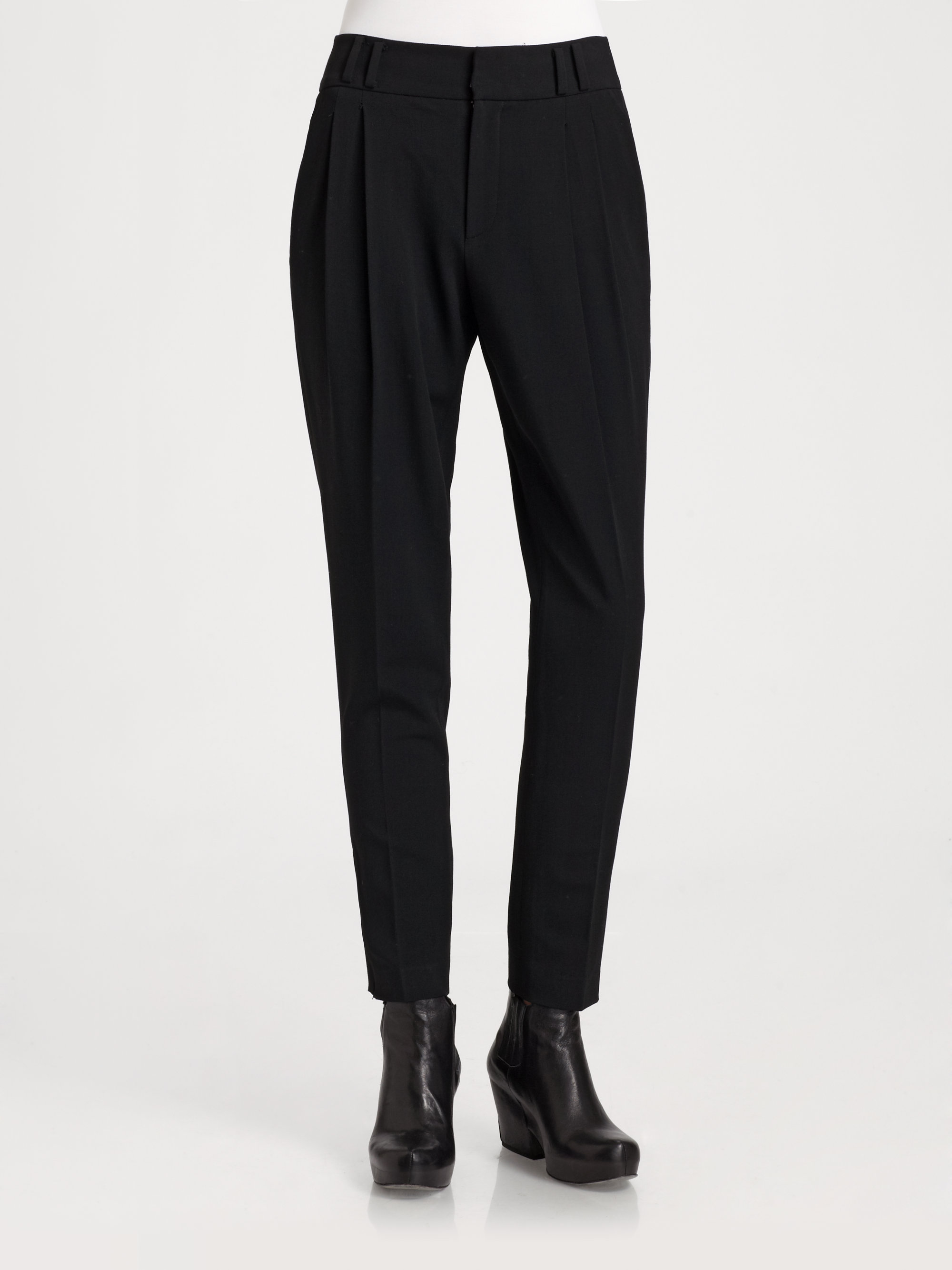 Helmut Lang Pleated Pants in Black | Lyst