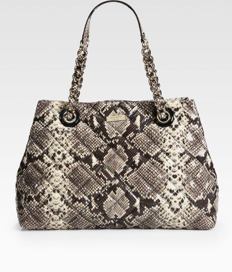 Kate Spade Snake Embossed Leather Shoulder Bag in Animal (grey) | Lyst