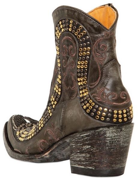 Mexicana 65mm Studded Snake Leather Low Boots in Gray (grey) | Lyst