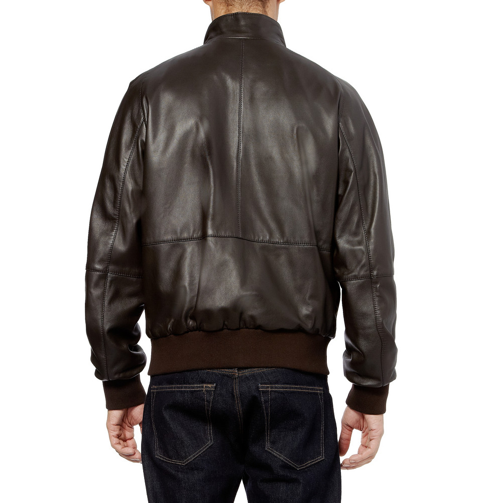 Lyst - Façonnable Leather Jacket in Brown for Men