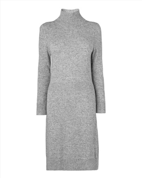 Jaeger Wool Angora Blend Knit Dress in Gray (grey) | Lyst