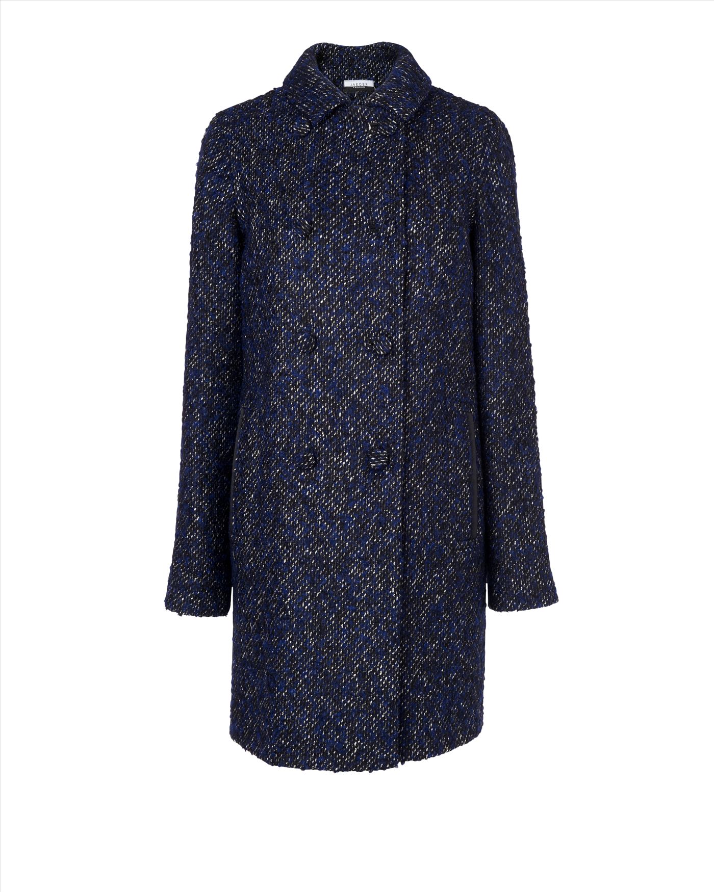 Jaeger Boucle Double Breasted Coat in Blue (multi) | Lyst
