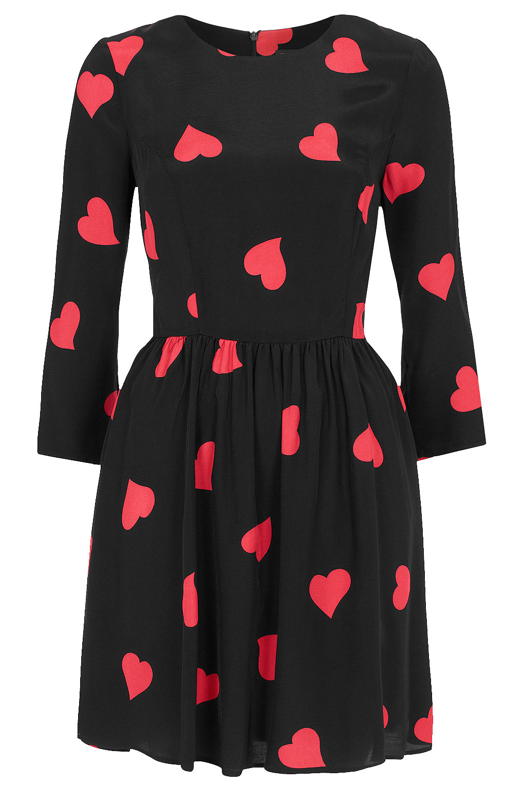 Topshop Long Sleeve Heart Flippy Dress in Pink | Lyst