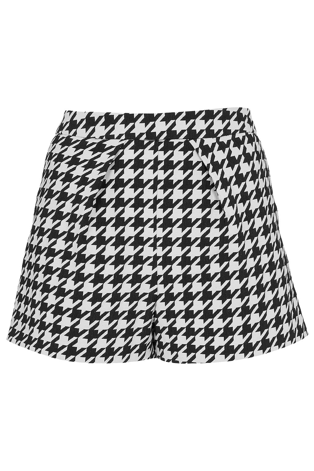 Lyst - Topshop Houndstooth Pleat Shorts in Black