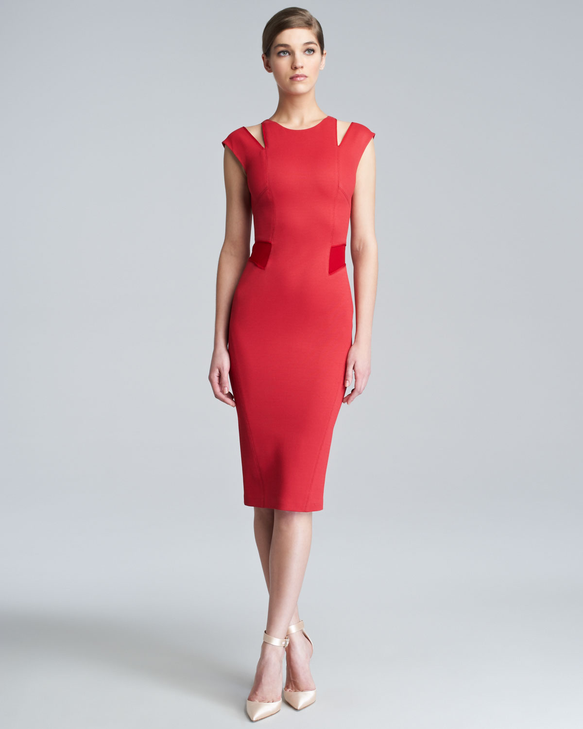 Lyst - Zac Posen Bondage Jersey Cutout Dress in Red
