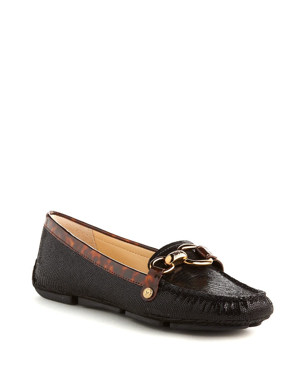 Anne Klein Yetta Printed Leather Loafers in (black/brown) | Lyst