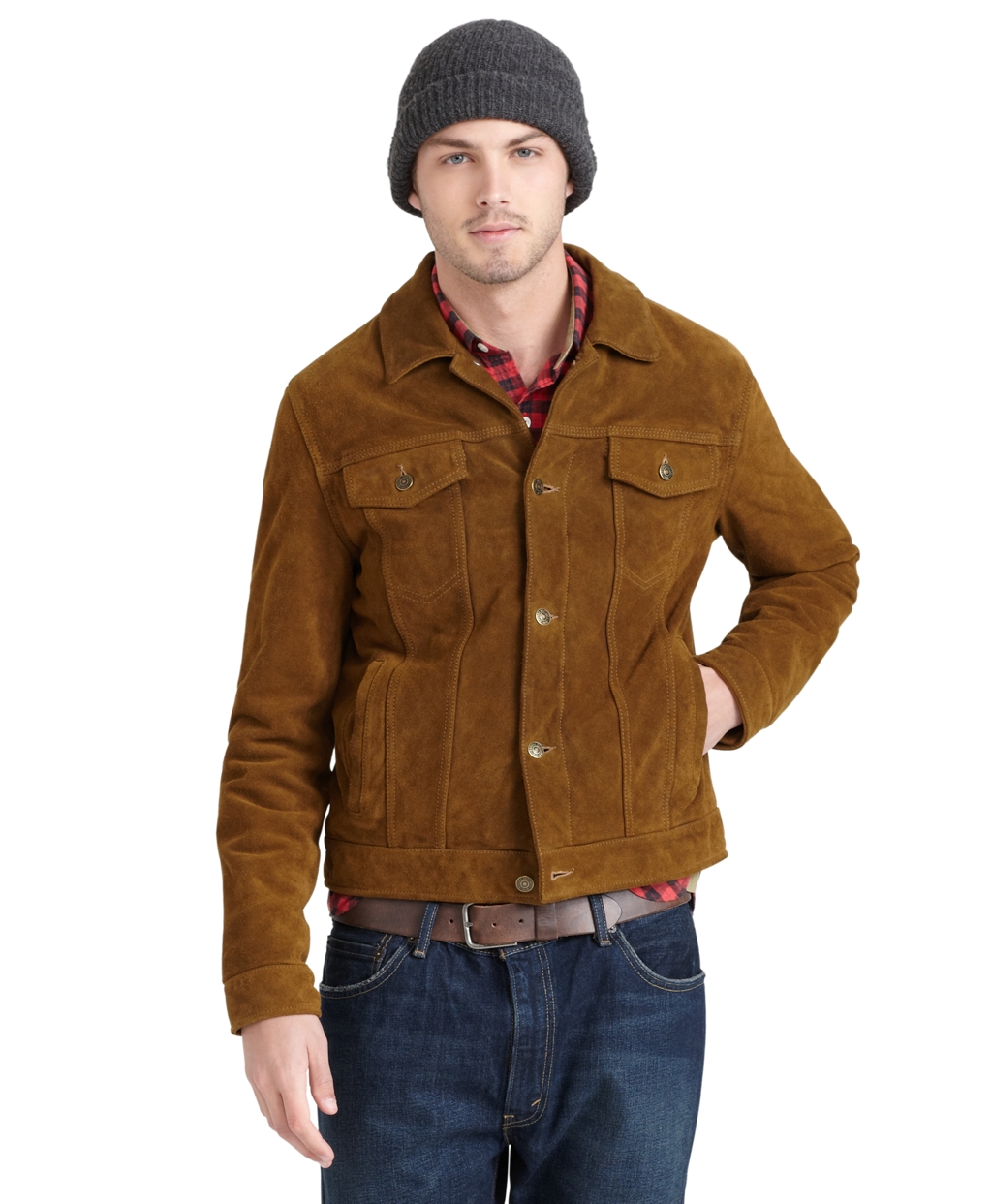 Lyst - Brooks Brothers Suede Jean Jacket in Brown for Men