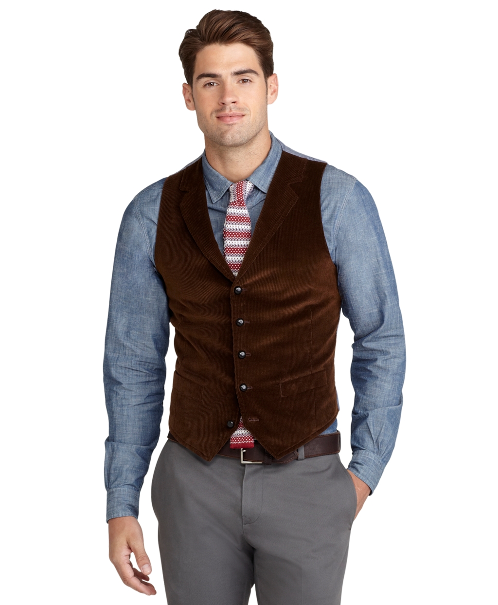 Lyst - Brooks brothers Washed Corduroy Vest in Brown for Men