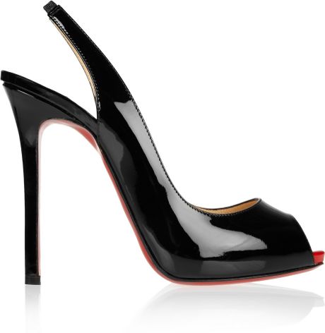 Christian Louboutin Patent Leather Slingbacks in Black | Lyst