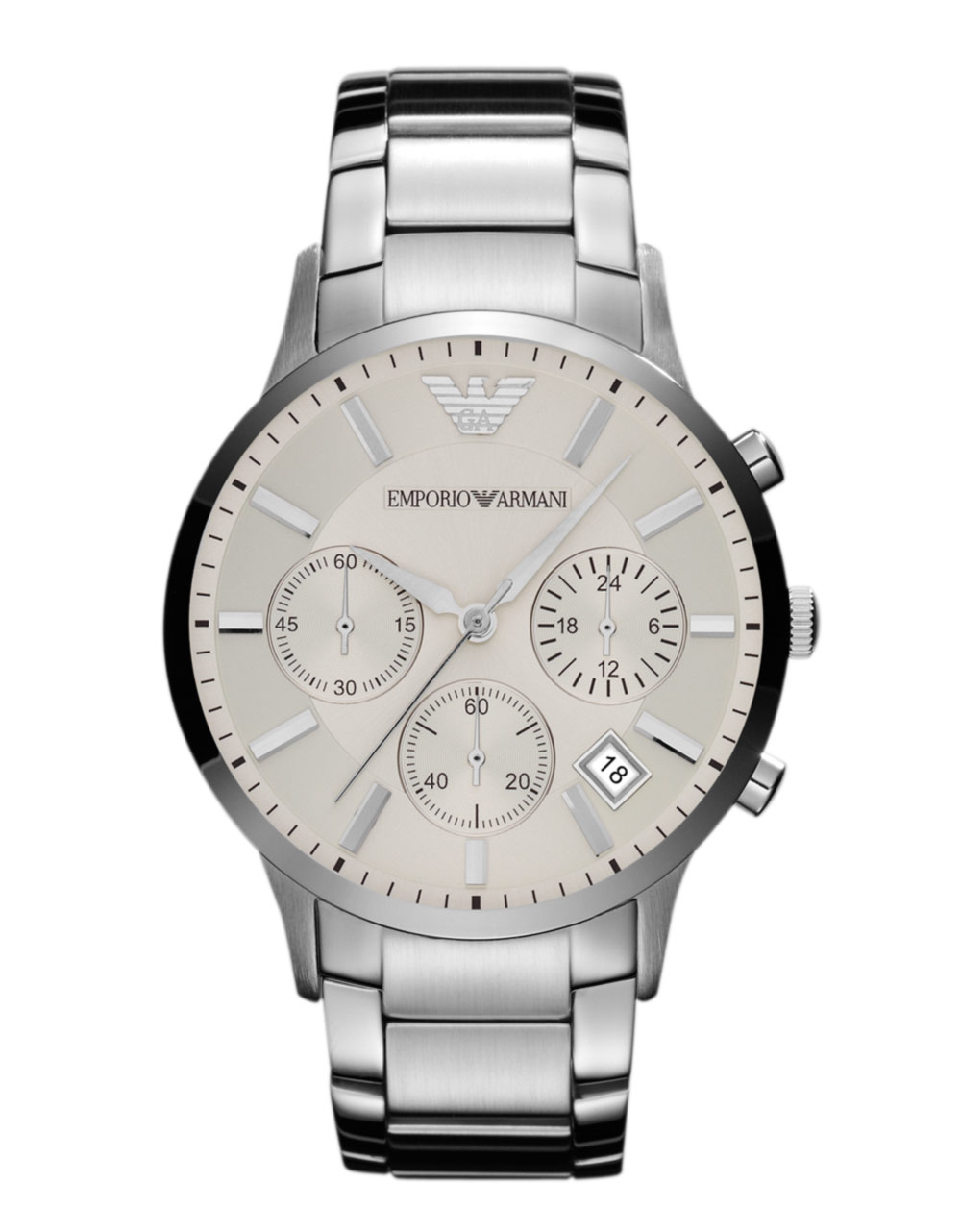 Lyst Emporio Armani Mens Silver Chronograph White Dial Watch in