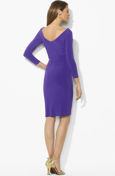 Lauren By Ralph Lauren Twist Front Jersey Sheath Dress in (cosmo purple ...