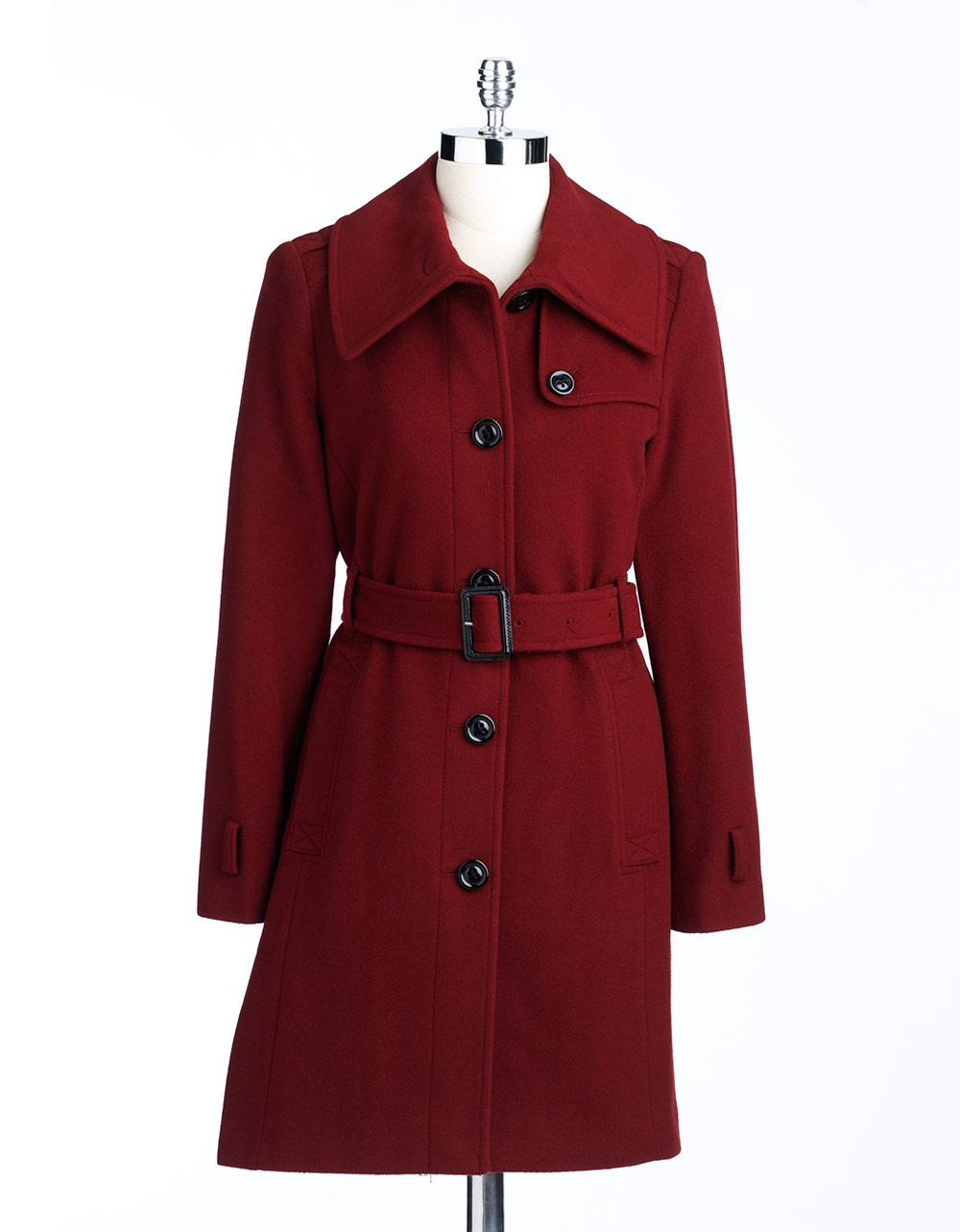 London Fog Envelope Collar Coat in Red | Lyst