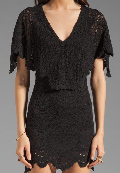 Nightcap Spanish Lace Poncho Dress in Black | Lyst