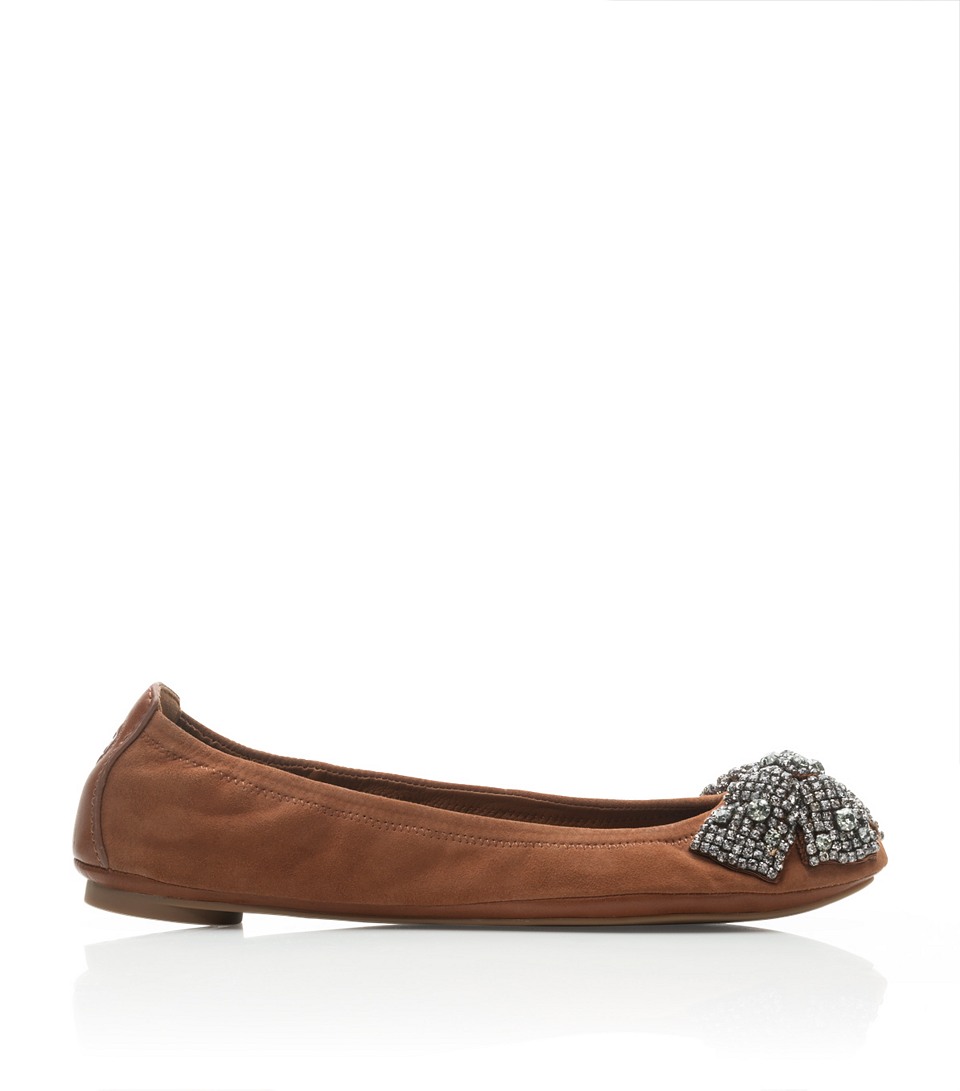 tory burch eddie ballet flat with crystal bow