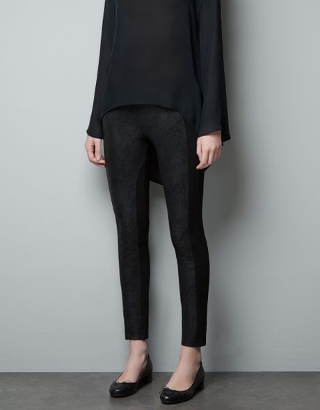 Zara Faux Leather Leggings in Black | Lyst