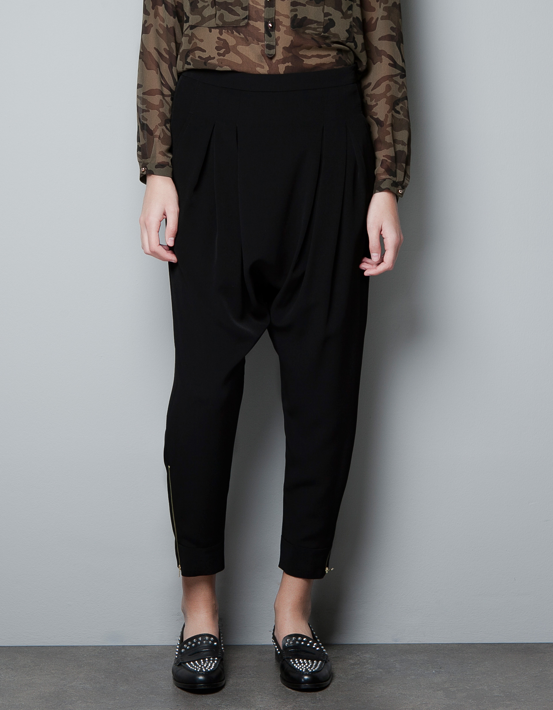 zara black belted trousers