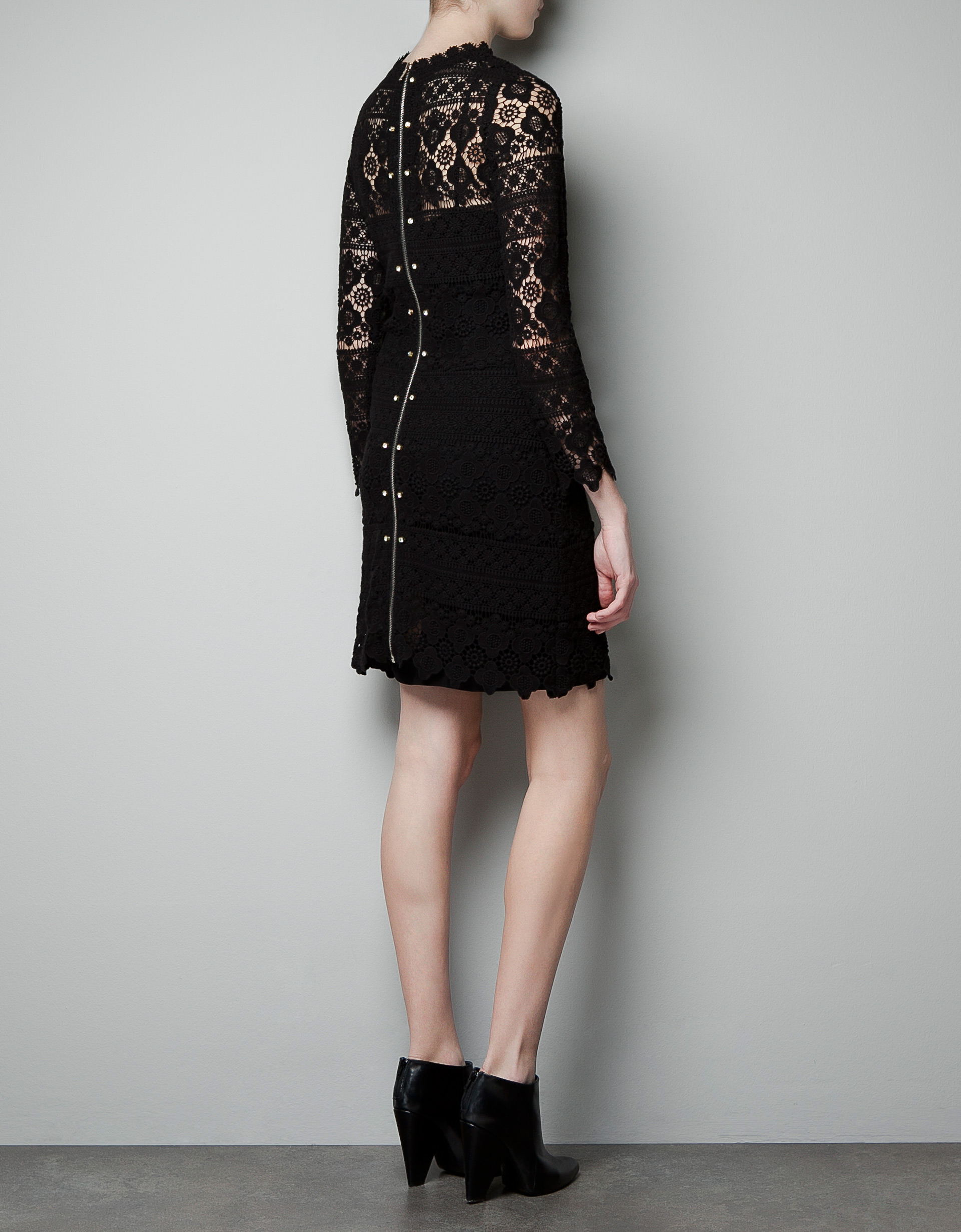 Zara Studded Crochet Dress in Black Lyst