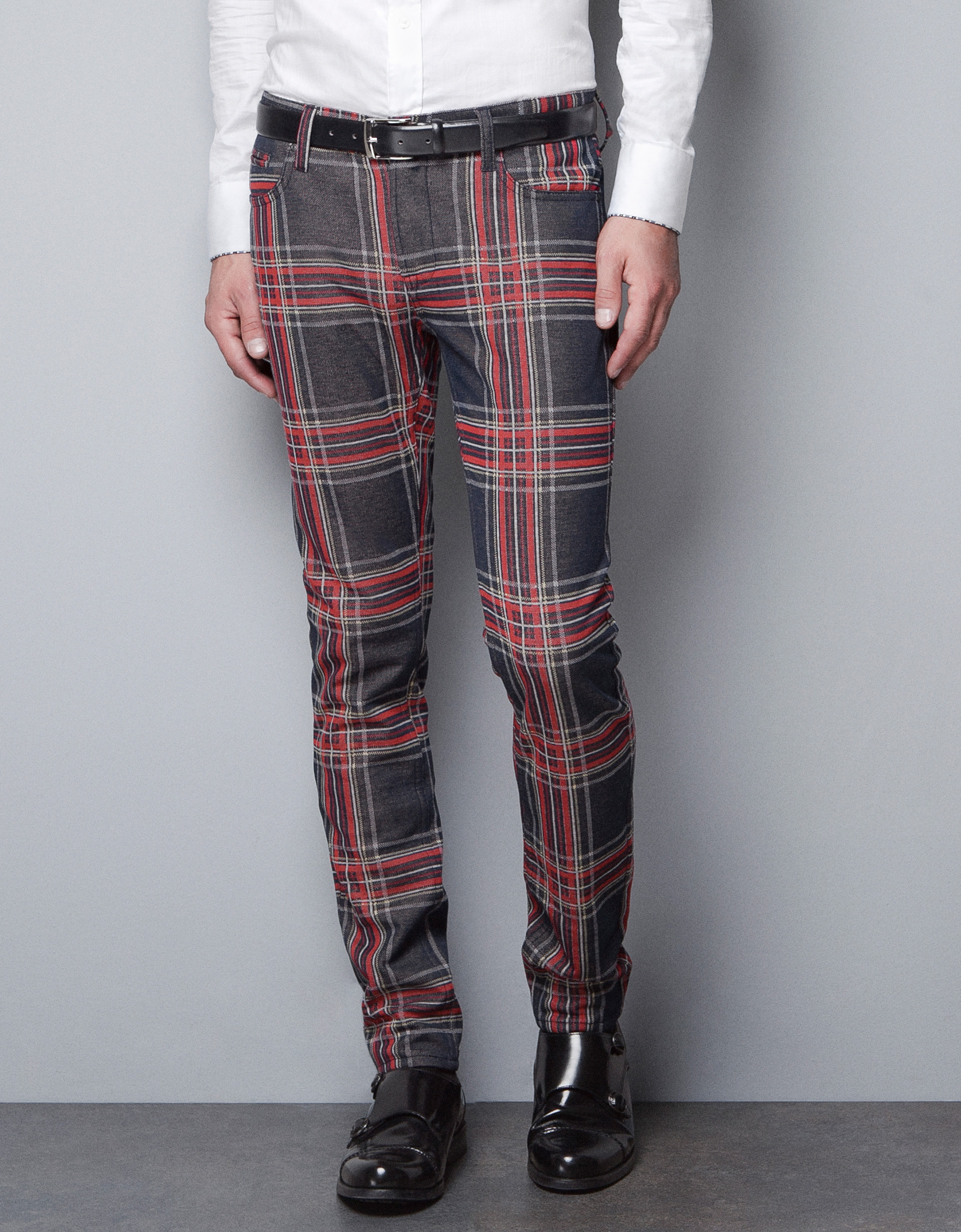 Zara Checked Trousers in Red for Men (blue) | Lyst